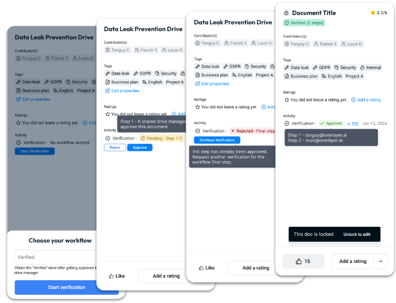 Workflow d'approbation documentaire - Processus de validation structuré dans Google Drive avec traçabilité complète et audit trail